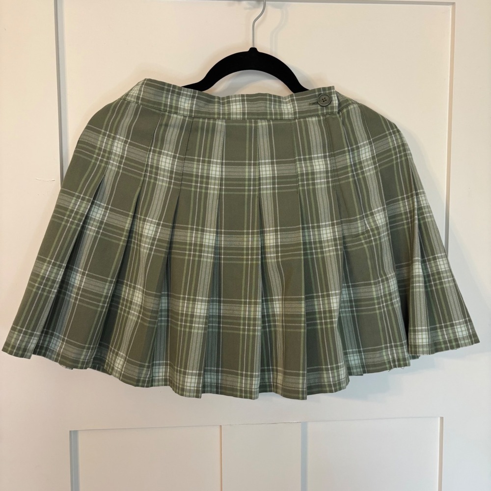 Aerie Green Plaid Pleated‎ Mini Skirt Size M Preppy Bratz Y2K Clueless Academia